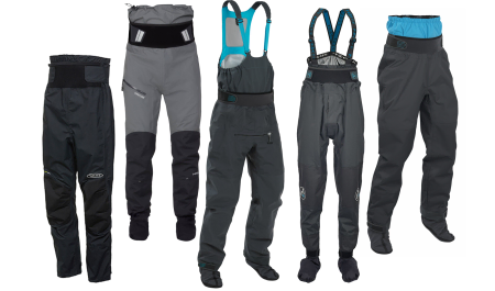 Dry trousers, bibs, and salopettes for watersports