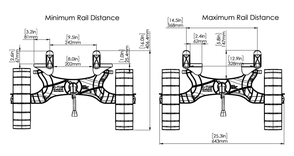 C-TUG R dimensions with Sandtrakz wheels