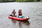 Gumotex Palava on a lake with pet on board