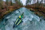 Inflatable on mountain river