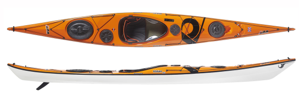 P&H Volan Expedition sea kayak in Orange and White