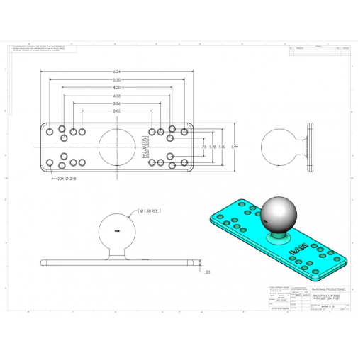 Ram Mounts Universal Electronics Mount Size Specs