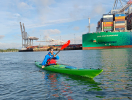 Sea Kayaking with Enigma Code Red Paddle