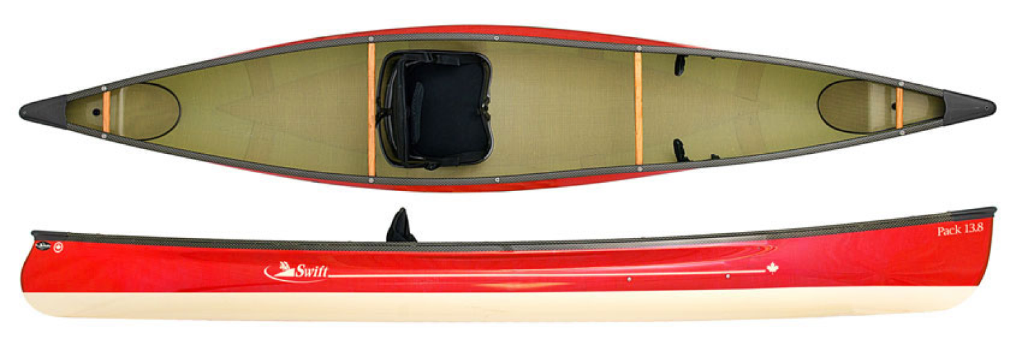 Swift Canoes Pack 13.8 Super Lightweight Canoe Style Hull With Kayak Seat Ideal For Tripping 