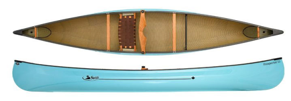 Swift Canoes Prospector 13 Kevlar Fusion, Carbon kevlar Trim, Super Lightweight Solo Open Canoe Stone Blue 