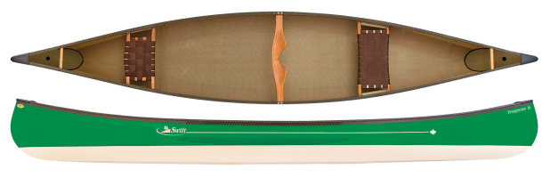 Swift Canoes Prospector 16 Kevlar Fusion Super Lightweight Open Canoe Emerald Champagne 