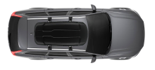 Thule Force XT Medium Cargo Box Birds Eye View On A Car Roof Rack