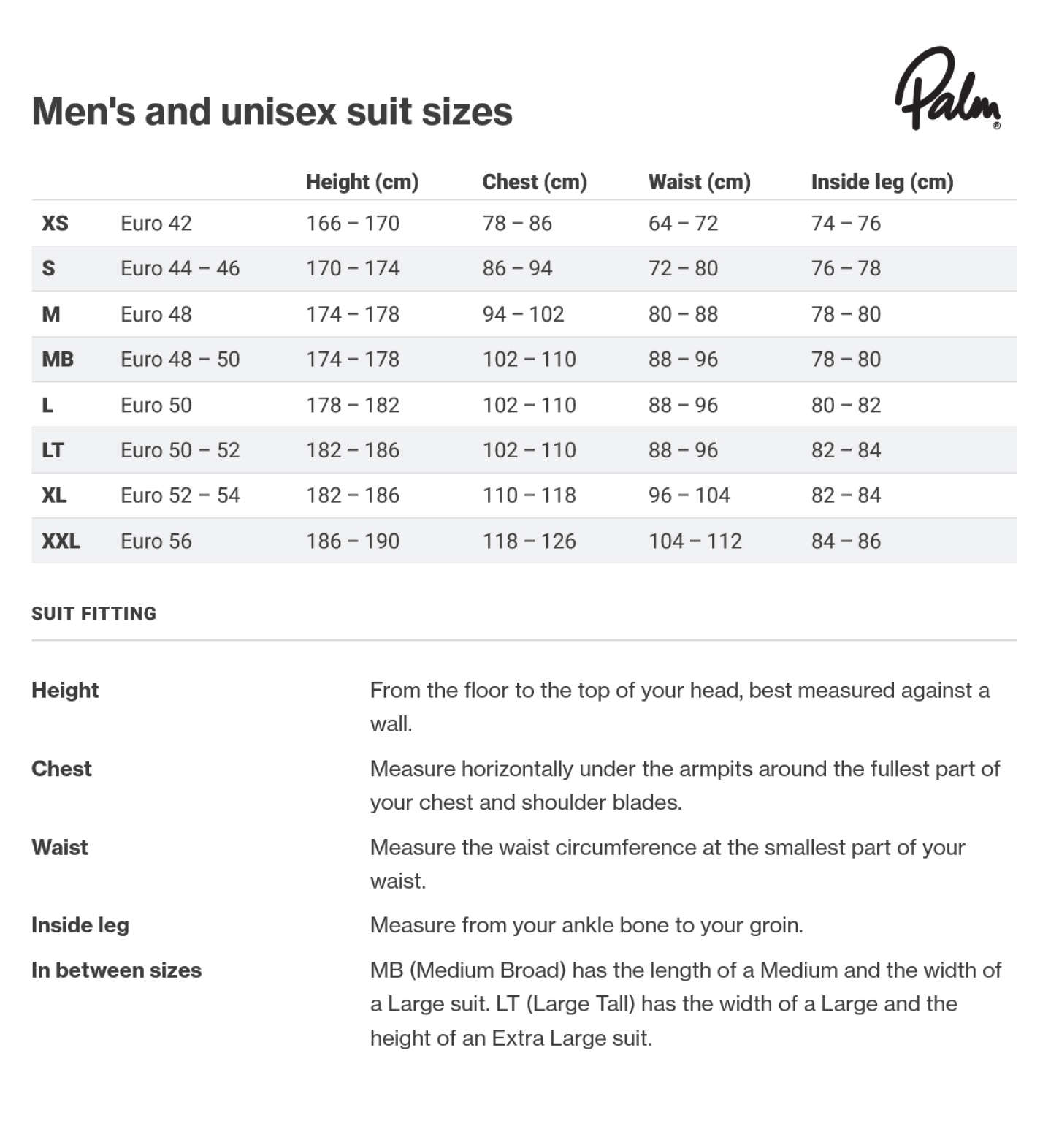 Palm drysuit sizing 